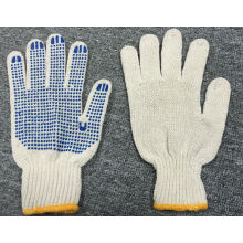 7 Gauge Natural Cotton Blue PVC Dots Glove (SJIE1004)